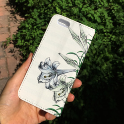白百合-花盛り：iPhone/Android 手帳型ケース　 3枚目の画像