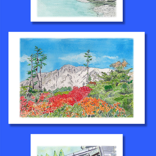 水彩画「長野県の美しい風景」ポストカード5枚組 ポストカード Hick