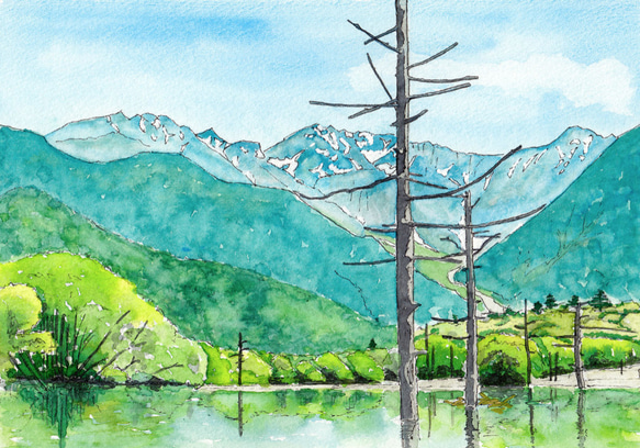 絵画 水彩画 水彩画「上高地」 絵画 Hick 通販 4842481｜Creema(クリーマ)