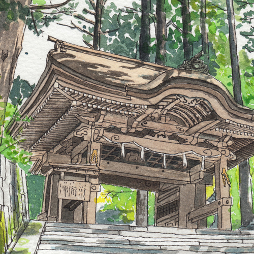 世界で1枚の絵 水彩画原画「大神山神社奥宮」 絵画 Hick 通販