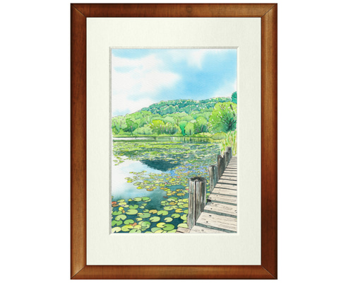 水彩画・甲斐駒ヶ岳を望むススキ野原・原画 水彩画・甲斐駒ヶ岳を望むススキ野原・原画