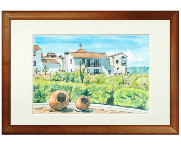 世界で1枚の絵 水彩画原画「志摩地中海村」 絵画 Hick 通販