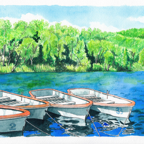 世界で1枚の絵 水彩画原画「木戸池」 絵画 Hick 通販 8667879