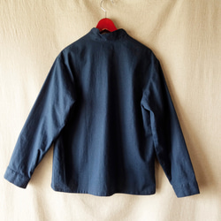 亞麻混紡棉質y恤上衣長袖（紺） 第4張的照片