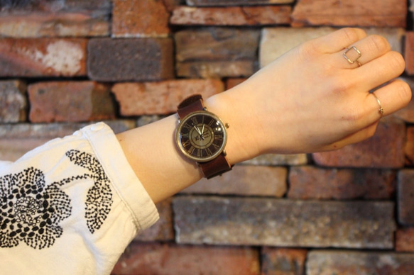 ◆真鍮製　クォーツ式手作り腕時計◆ LBQ-3017-RN 7枚目の画像