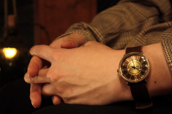 ◆真鍮製　クォーツ式手作り腕時計◆ LBQ-3017-RN 8枚目の画像