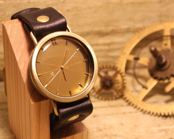 ◆真鍮製　クォーツ式手作り腕時計◆LBQ-3022 1枚目の画像