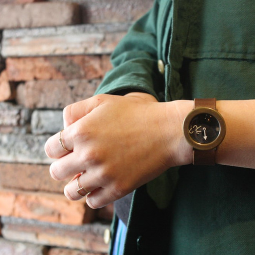 ◇ペアウォッチ クォーツ式手作り腕時計◇ LBQ-3027-『ん？』RBQ-5016