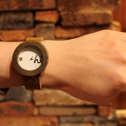 ◇ペアウォッチ クォーツ式手作り腕時計◇ LBQ-3027-『ん？』RBQ-5016