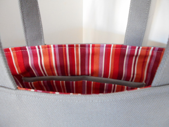 選べるヴィンテージイニシャル刺繍の帆布のトートバッグ　グレー 7枚目の画像
