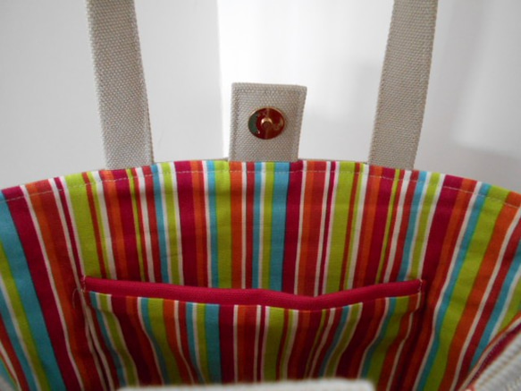 選べるヴィンテージイニシャル刺繍の帆布のトートバッグ　ピンク 7枚目の画像