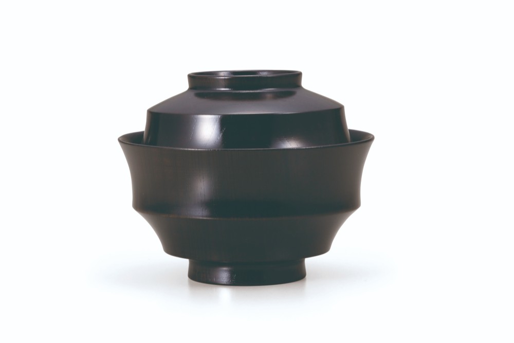 欅4.3駒形煮物椀　黒摺　　欅の木目の美しい煮物椀です。SO-0538