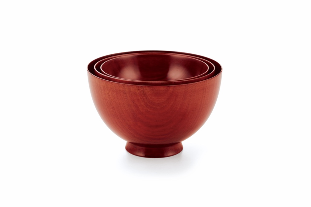 栃三つ組椀　赤摺　SO-359　※廃盤予定にてお買い得価格