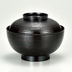 欅4.5平筋煮物椀　黒　sr-052 上質な欅を使用した高級割烹漆器です。 1枚目の画像