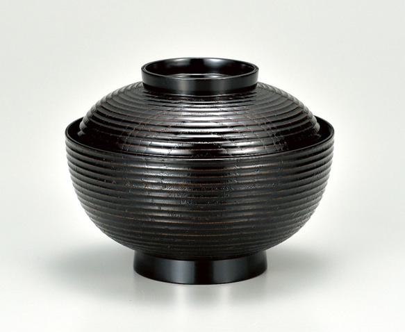 欅4.5平筋煮物椀　黒　sr-052 上質な欅を使用した高級割烹漆器です。 1枚目の画像