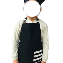 大人エプロンと三角巾のセット lady's M〜Lサイズ エプロン  三角巾 料理 仕事 ゴムタイプ シンプルブラック 8枚目の画像