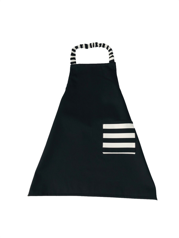 大人エプロンと三角巾のセット lady's M〜Lサイズ エプロン  三角巾 料理 仕事 ゴムタイプ シンプルブラック 9枚目の画像