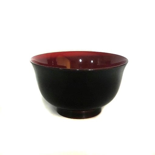 堅地　端反汁椀　溜内朱