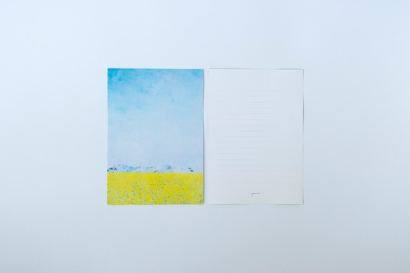 菜の花と青空を描いた、ポストカード＆レターセット 3枚目の画像