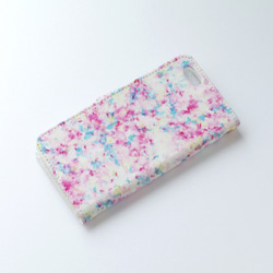 訂單生產]手帳式手機殼“粉紅色和淡藍色，陽光透過樹木。” 第3張的照片