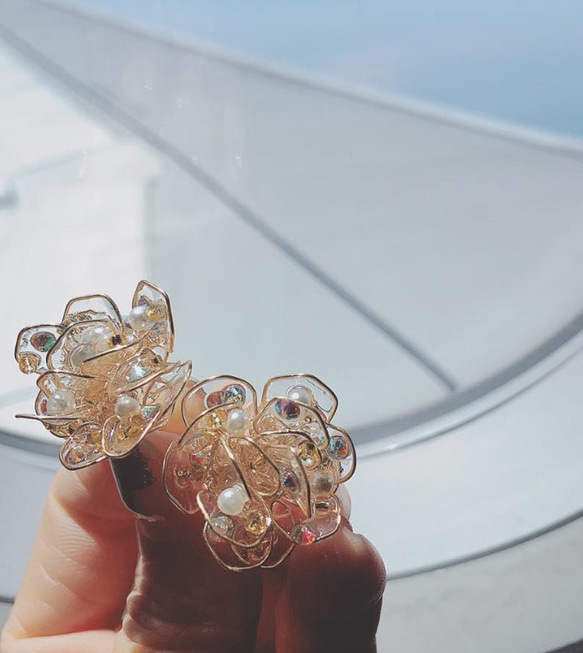 寶石六角GOLD耳環(Ｍ尺寸） 第1張的照片