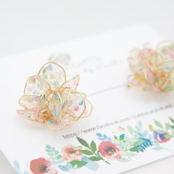 寶石六角貝殼耳環(L尺寸） 第2張的照片