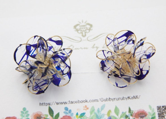 夢網花耳環（藍）Blue 第1張的照片