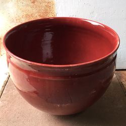 益子焼・花器 深紅釉薬大鉢 1枚目の画像