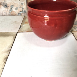 益子焼・花器 深紅釉薬大鉢 2枚目の画像