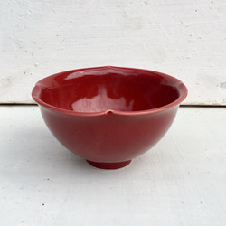 益子焼・茶器 深紅釉輪花茶碗 5枚目の画像