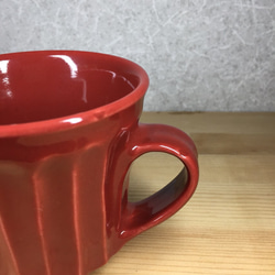 益子焼・深紅釉コーヒーカップ カップ＆ソーサー 4枚目の画像