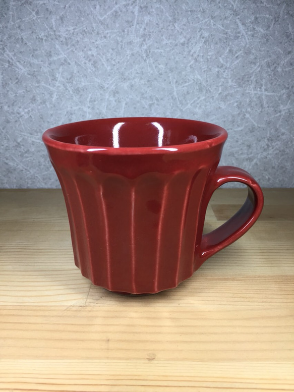 益子焼・深紅釉コーヒーカップ カップ＆ソーサー 5枚目の画像
