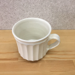益子焼・白釉鎬コーヒーカップ  カップ&ソーサー 3枚目の画像