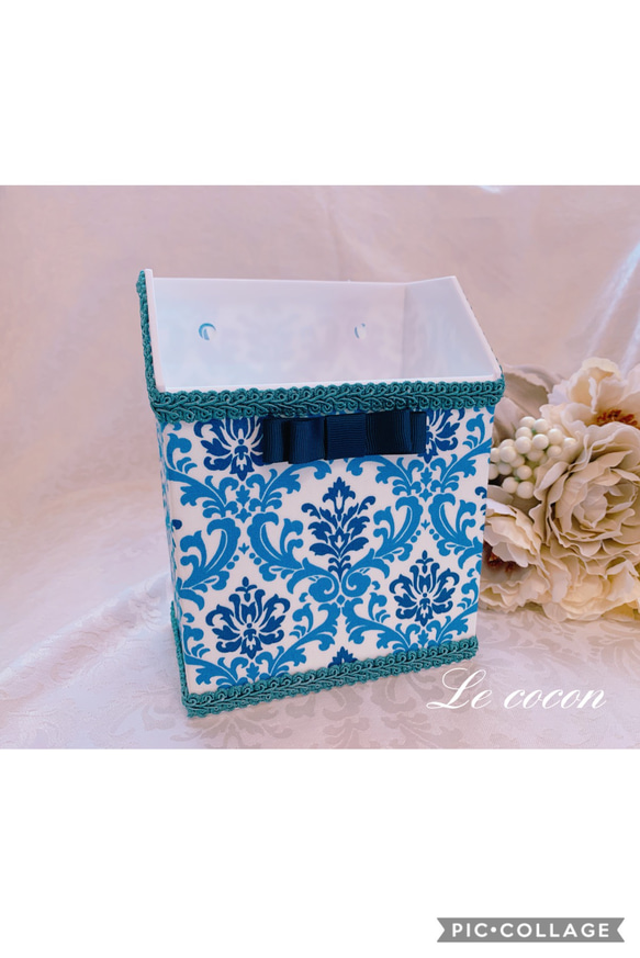 ♡エレガント鮮やかブルーダマスク リモコンラック お便り入れ レター