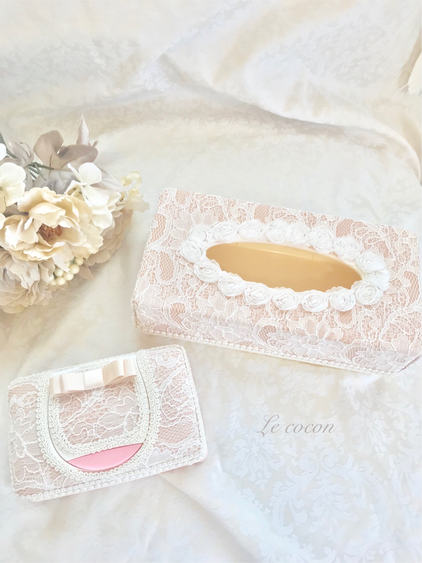 シフォンレース♡ティッシュボックス&ウェットティッシュケース