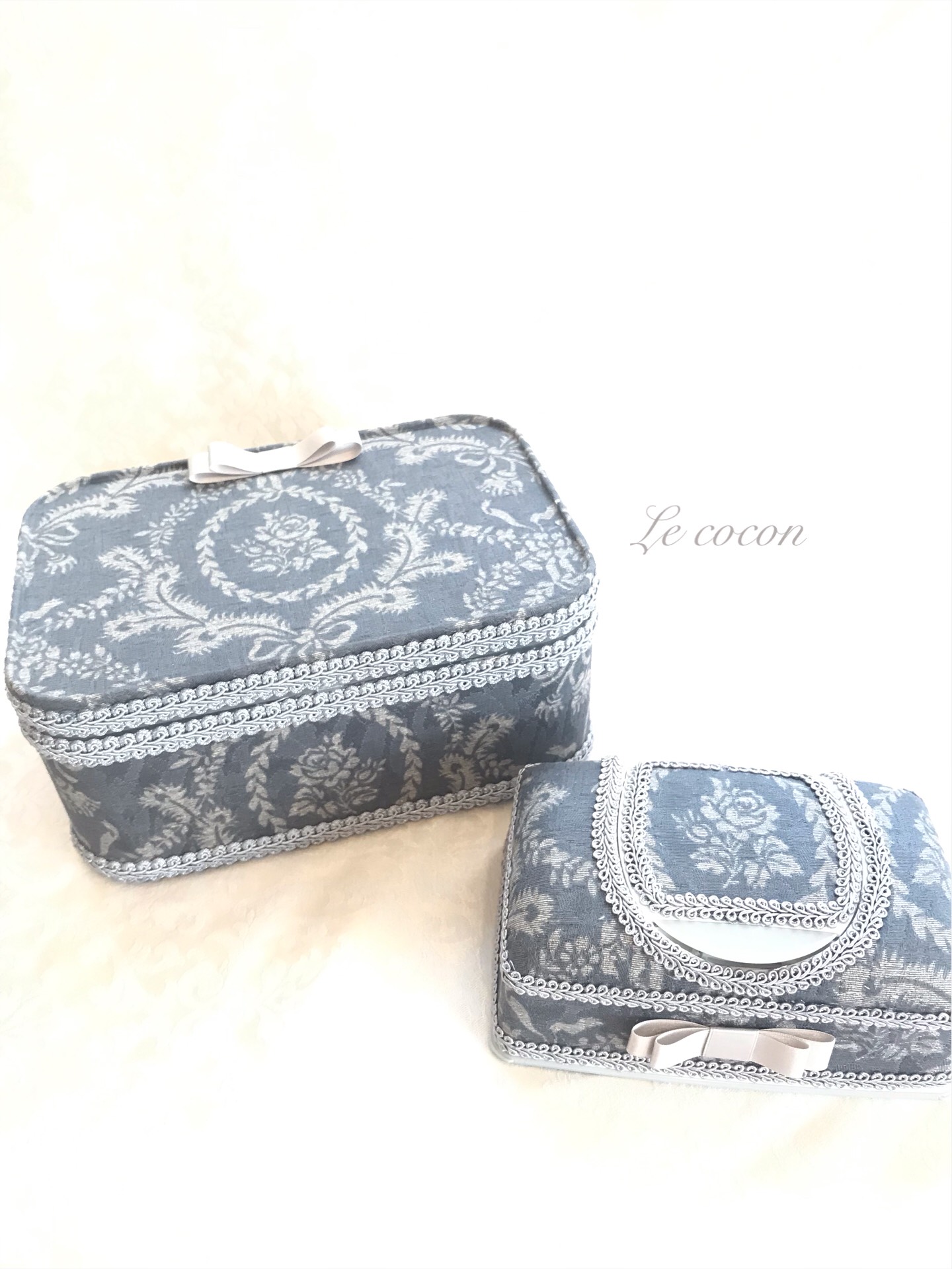 【乙女の身支度セット】メイクボックス（大）&ウェットティッシュケース♡バラのガーランド' 裁縫箱 ヘアアクセ収納