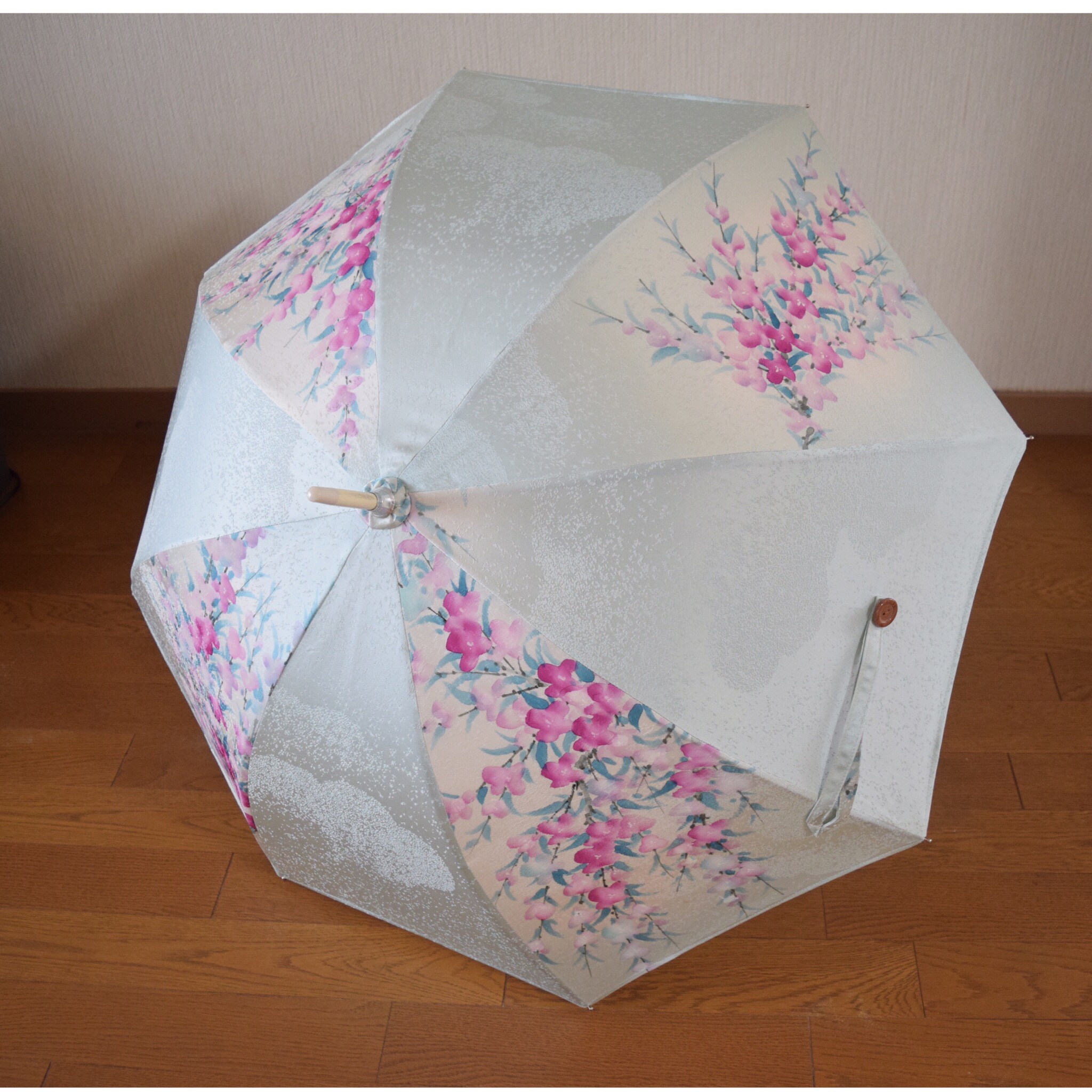 和傘　着物オーダーメイド　手作り　お洒落日傘　着物リメイク　藍色レトロ　モダン 和傘着物オーダーメイド手作りお洒落日傘着物リメイク藍色レトロ