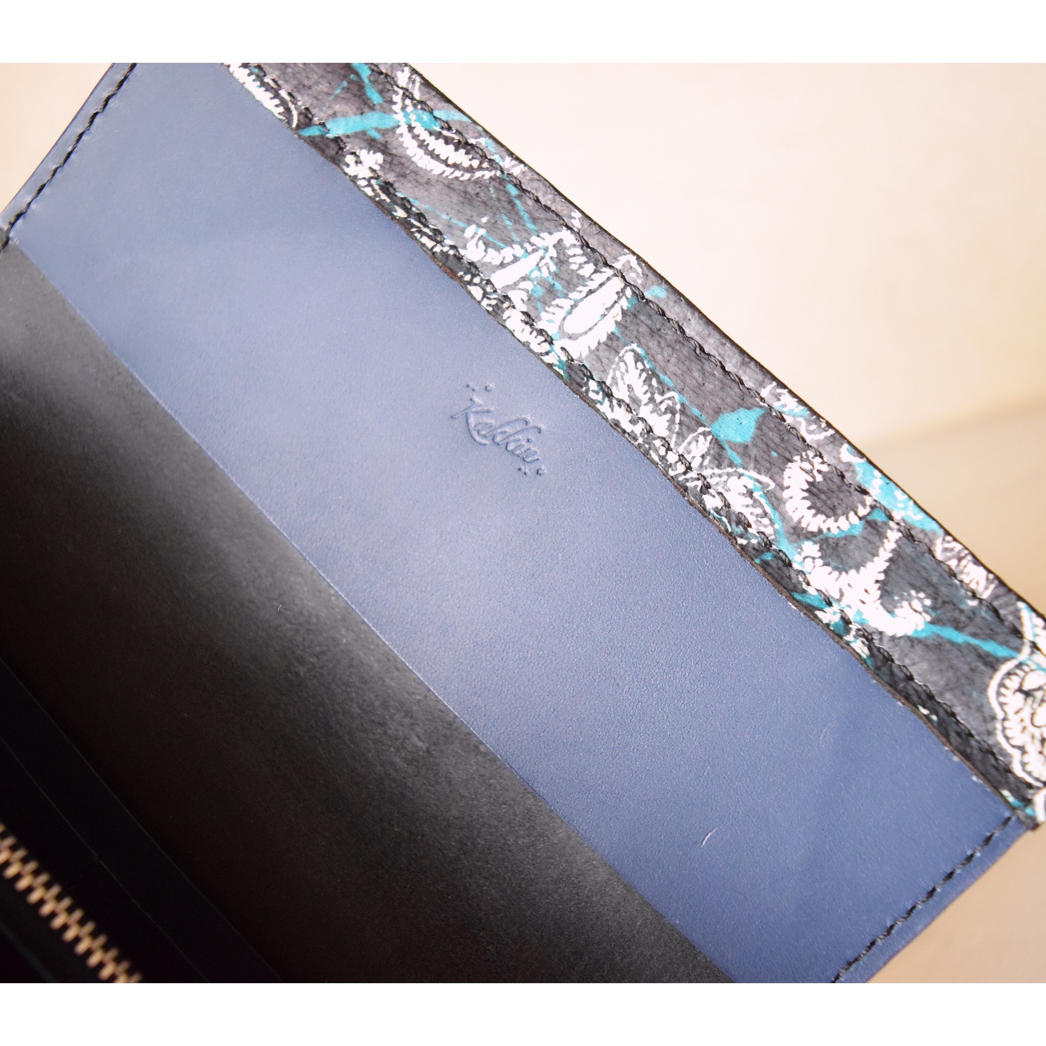 手縫い＊革友禅＊長財布＊ペイズリー柄＊一点もの