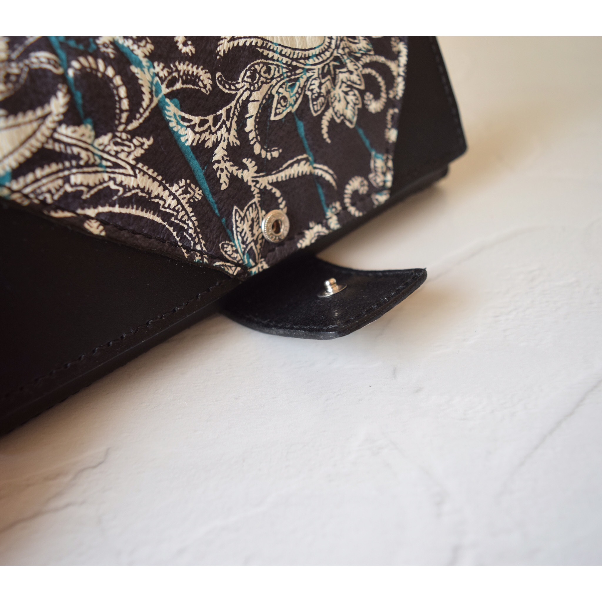 手縫い＊革友禅＊長財布＊ペイズリー柄＊一点もの