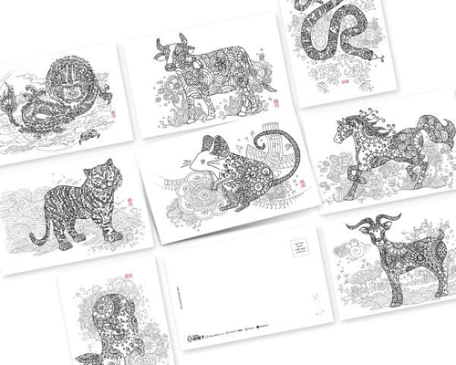 うささま専用ページ⭐︎ポストカード ポストカード - ゾディアック（ラット牛タイガーウサギヘビ馬羊