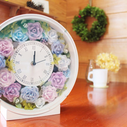 花時計・置時計・丸時計・ドライフラワー cocoon flower clock 母の日ギフト 1枚目の画像