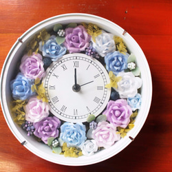 花時計・置時計・丸時計・ドライフラワー cocoon flower clock 母の日ギフト 3枚目の画像