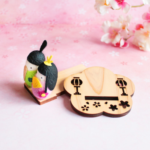 おひなさま 木製台座付き 雛人形＊黒髪＊ ひな人形・雛飾り cocoon