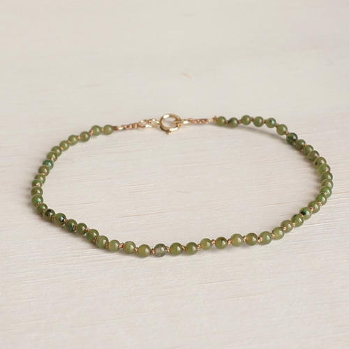 ネフライトの2.5mm玉シルクコードブレスレット BR-CO-31 ブレスレット