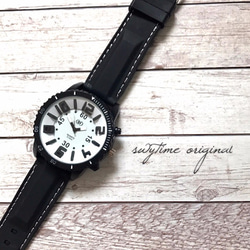 【ペア価格】夏のラバーベルトペアウォッチ ブラック×ホワイト　 腕時計 メンズ レディース シンプル ギフト 人気 2枚目の画像