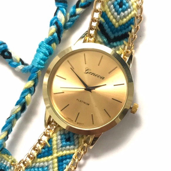 ミサンガウォッチ 寒色シリーズ フリーサイズ 腕時計 レディース シンプル ギフト 人気 プレゼント 時計 おしゃれ 安 1枚目の画像