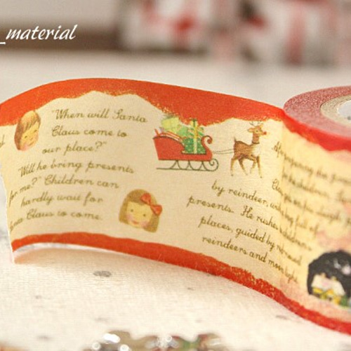 8921】海外 マステ 5m巻 PETマスキングテープ 景色 冬 トナカイ 8921