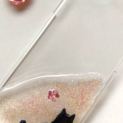 猫とお花 キラキラiPhoneケース スマホケース ねこ 2枚目の画像