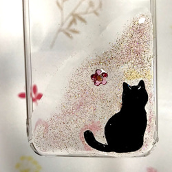 猫とお花 キラキラiPhoneケース スマホケース ねこ 4枚目の画像