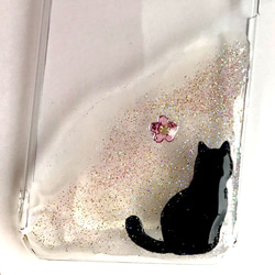 猫とお花 キラキラiPhoneケース スマホケース ねこ 5枚目の画像